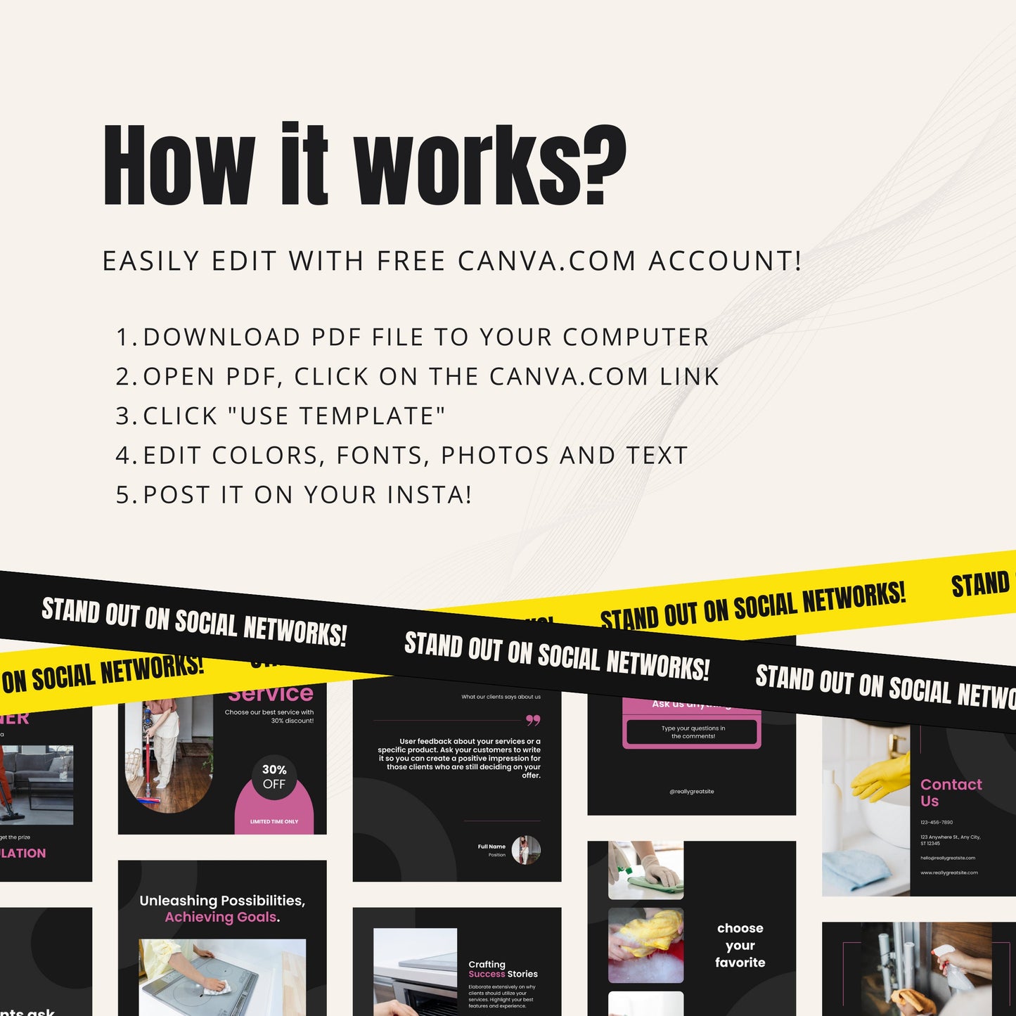 Cleaning Service Canva Templates | Editable Instagram Posts for Cleaners & Maid Businesses