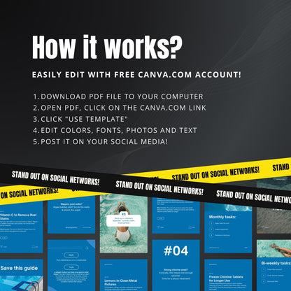 Pool Cleaning Carousel Canva Templates | Editable Multi-Image Instagram Posts