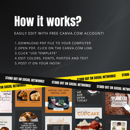 Bakery Business Canva Templates | Editable Instagram Posts for Bakers & Pastry Shop Owners