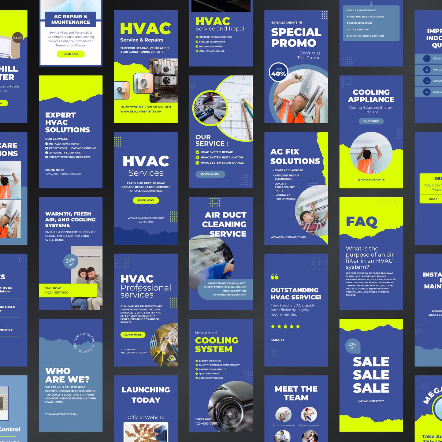HVAC Canva Templates | Editable Instagram Posts for Air Conditioning, Heating & Cooling Services