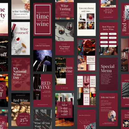Wine Business Canva Templates | Editable Instagram Posts for Wineries & Wine Shops
