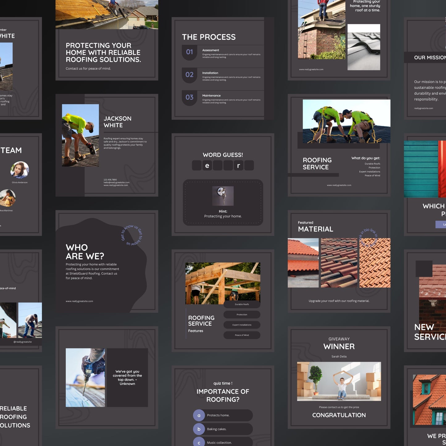 Roofing Business Canva Templates | Editable Instagram Posts for Roofing Companies & Contractors