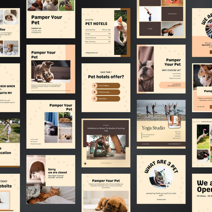 Pet Hotel Canva Templates | Editable Instagram Posts for Pet Boarding & Animal Hotels