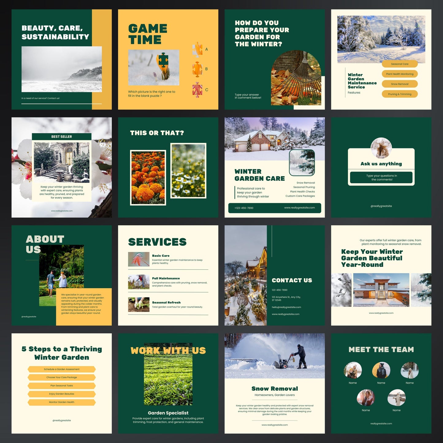 Winter Garden Maintenance Service Canva Template, Garden business, Instagram post, Canva templates for Garden Maintenance, Social media post
