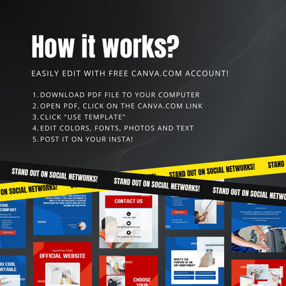 Air Conditioning Canva Templates | Editable Instagram Posts for HVAC, Heating & Cooling Services