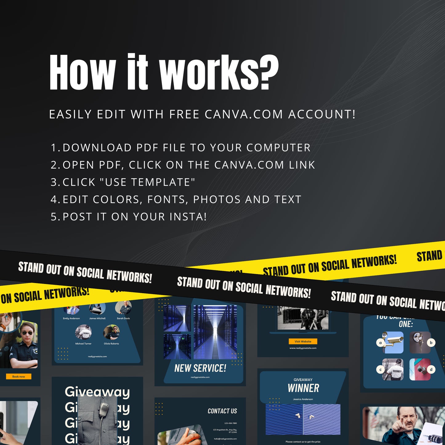 Security Service Canva Templates | Editable Instagram Posts for Security Companies