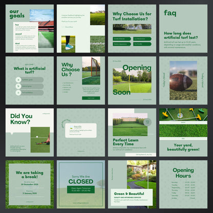 Artificial Turf Installation Canva Templates | Editable Instagram Posts for Turf & Lawn Services