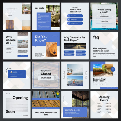 Deck Restoration Canva Templates | Editable Instagram Posts for Deck Cleaning & Repair Services
