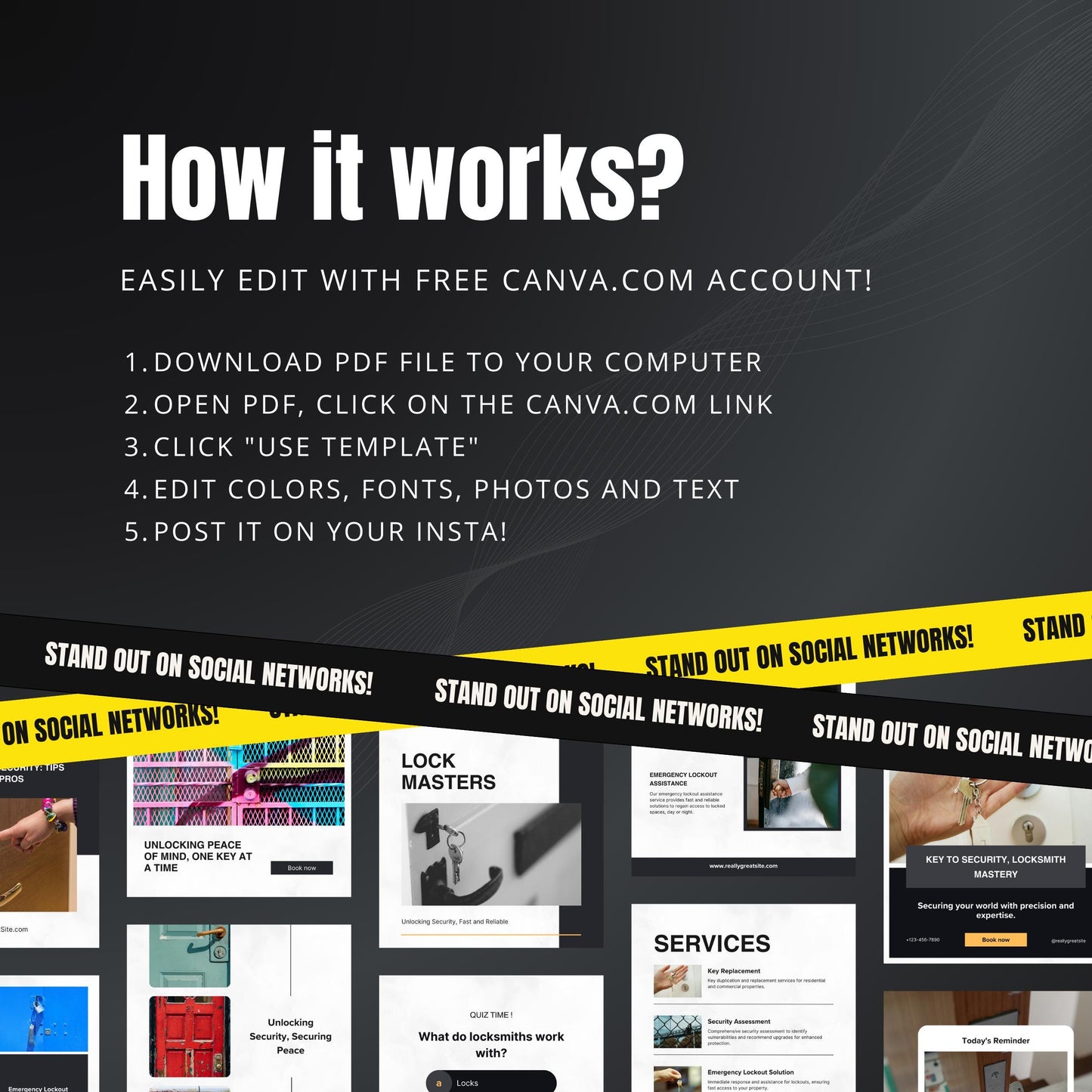 Locksmith Canva Templates | Editable Instagram Posts for Locksmiths & Key Services