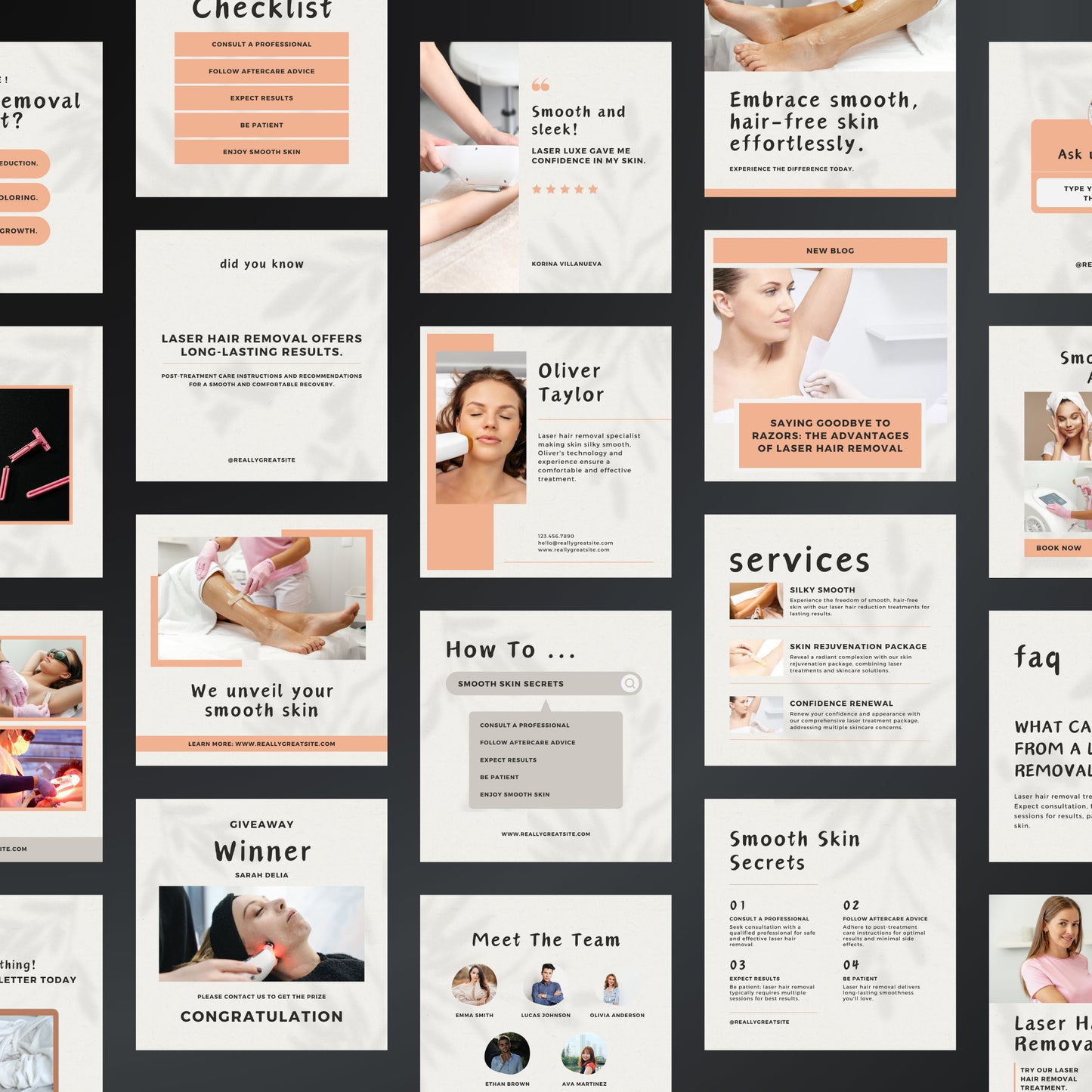 Laser Hair Removal Canva Templates | Editable Instagram Posts for Salons, Spas & Estheticians