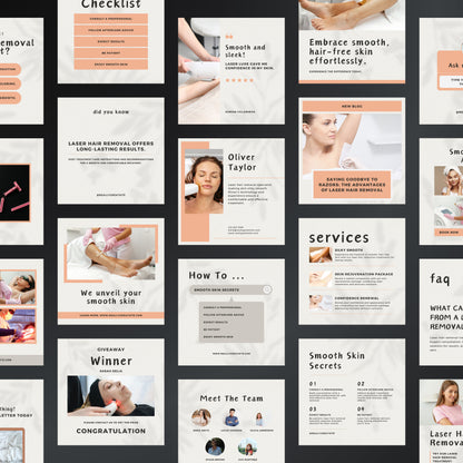 Laser Hair Removal Canva Templates | Editable Instagram Posts for Salons, Spas & Estheticians