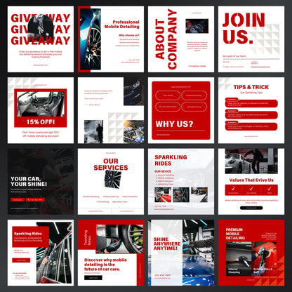 Mobile Car Detailing Canva Templates | Editable Instagram Posts for Auto Detailing Services