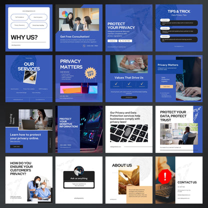 Data Protection Canva Templates | Editable Instagram Posts for Privacy & Cybersecurity Businesses