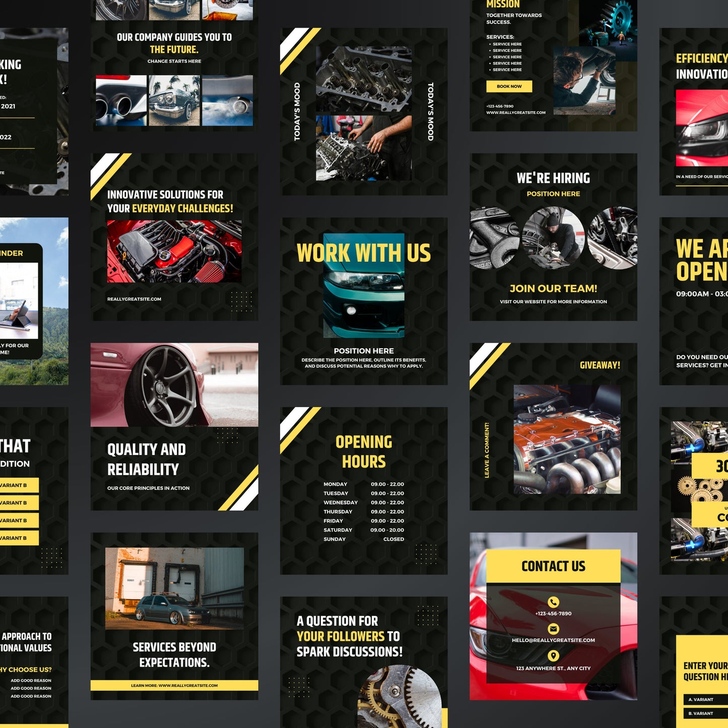 Car Tuning Canva Templates | Editable Instagram Posts for Auto Tuning & Mechanic Shops