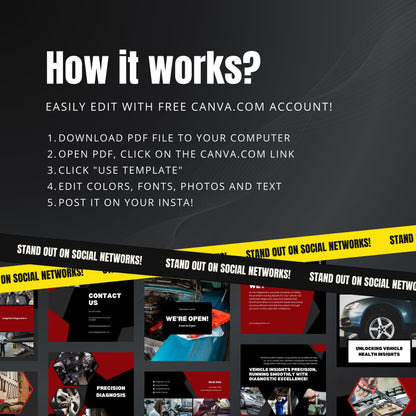 Car Diagnostics Canva Templates | Editable Instagram Posts for Auto Repair & Service Shops