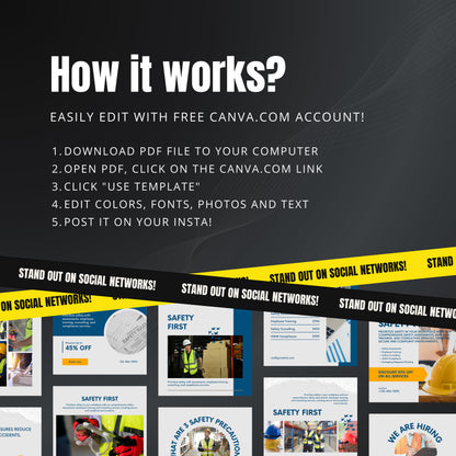 Workplace Safety Canva Templates | Editable Instagram Posts for Safety & Compliance Training