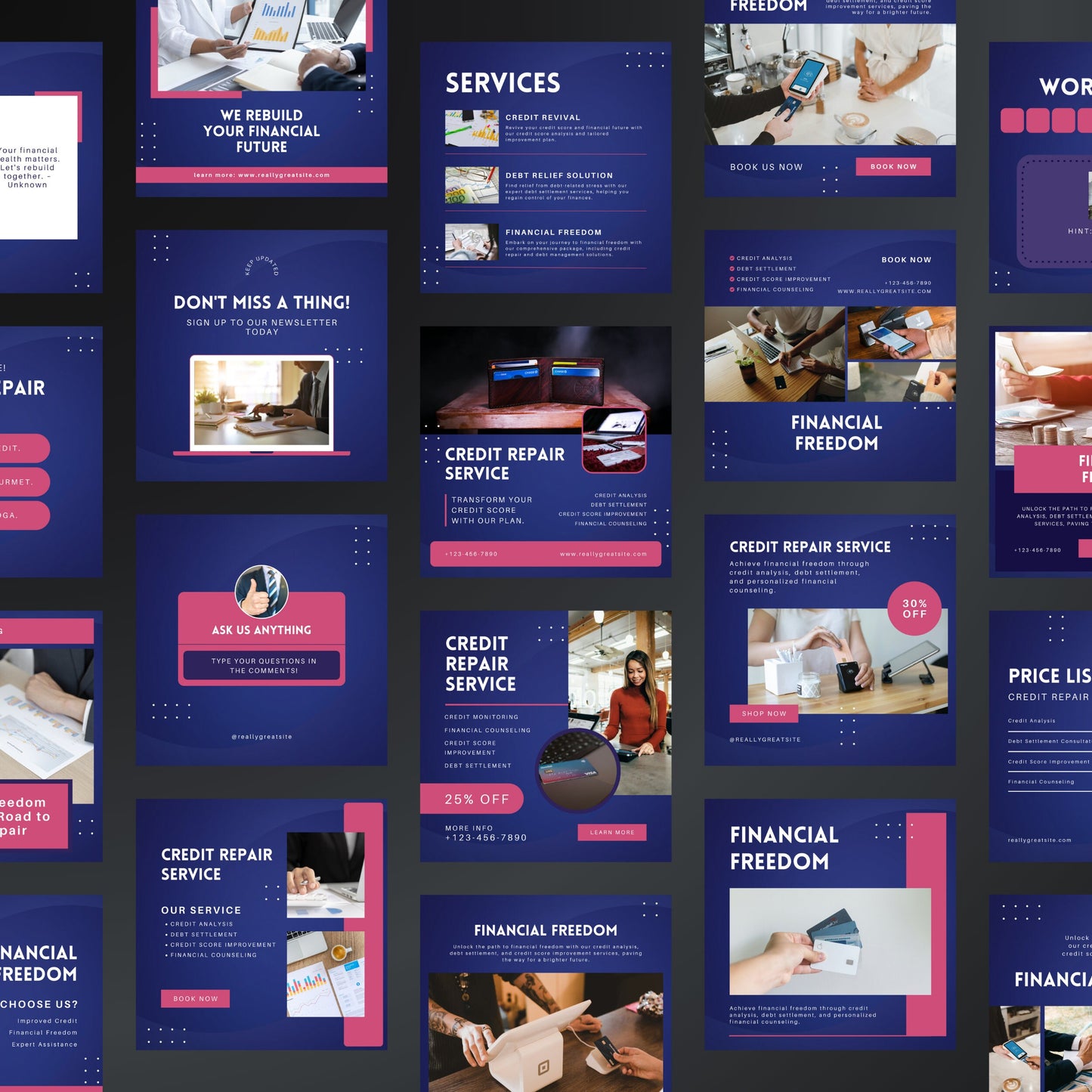 Credit Repair Canva Templates | Editable Instagram Posts for Financial Advisors & Credit Agencies