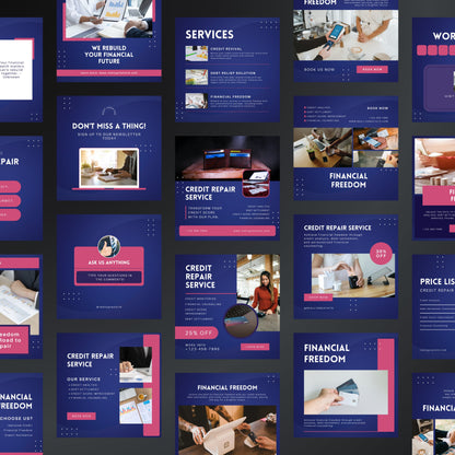 Credit Repair Canva Templates | Editable Instagram Posts for Financial Advisors & Credit Agencies