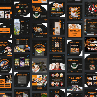 Sushi Restaurant Canva Templates | Editable Instagram Posts for Sushi Bars & Food Businesses