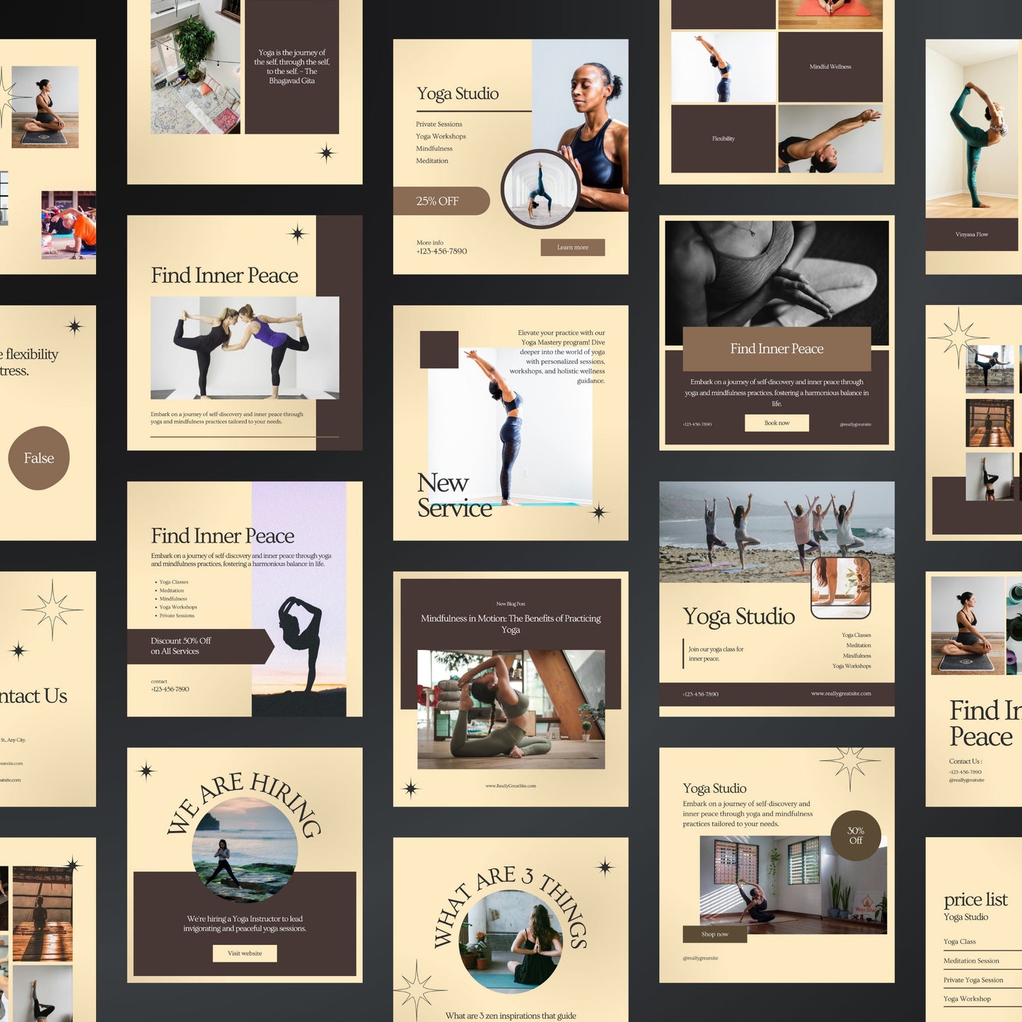 Yoga Studio Canva Templates | Editable Instagram Posts for Yoga Teachers & Wellness Coaches