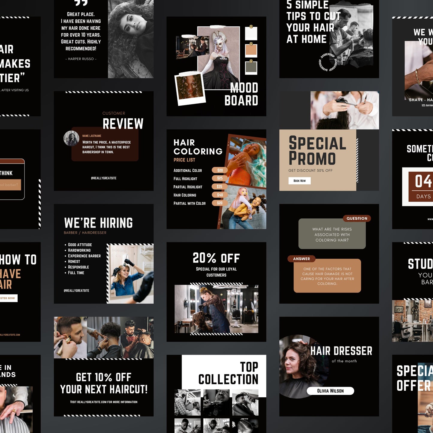 Collection of promotional posters and advertisements on a dark background