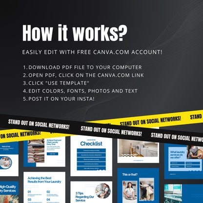 Laundry Service Canva Templates | Editable Instagram Posts for Laundromats & Dry Cleaners