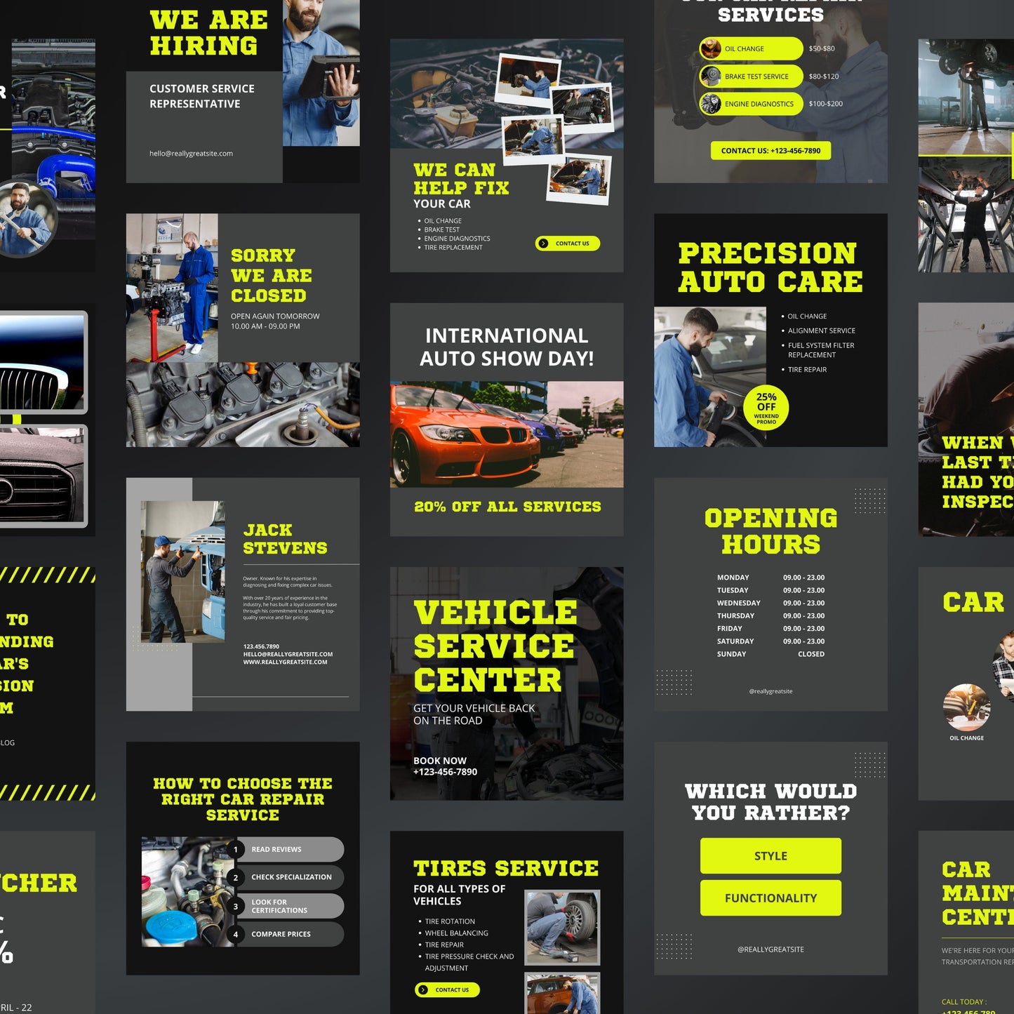 Auto Repair Canva Templates | Editable Instagram Posts & Stories for Car Repair Shops