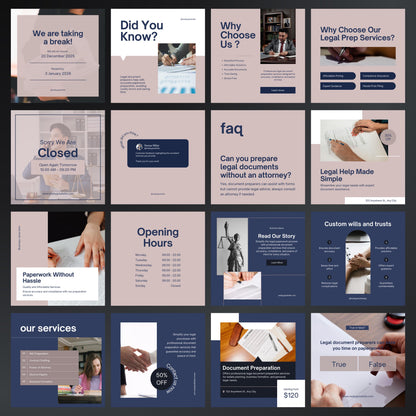 Legal Document Canva Templates | Editable Instagram Posts for Law Firms & Attorneys