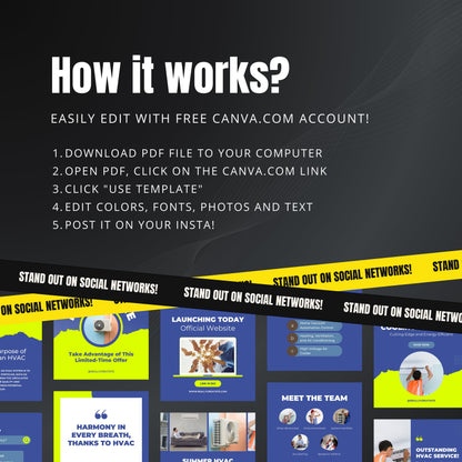 HVAC Canva Templates | Editable Instagram Posts for Air Conditioning, Heating & Cooling Services