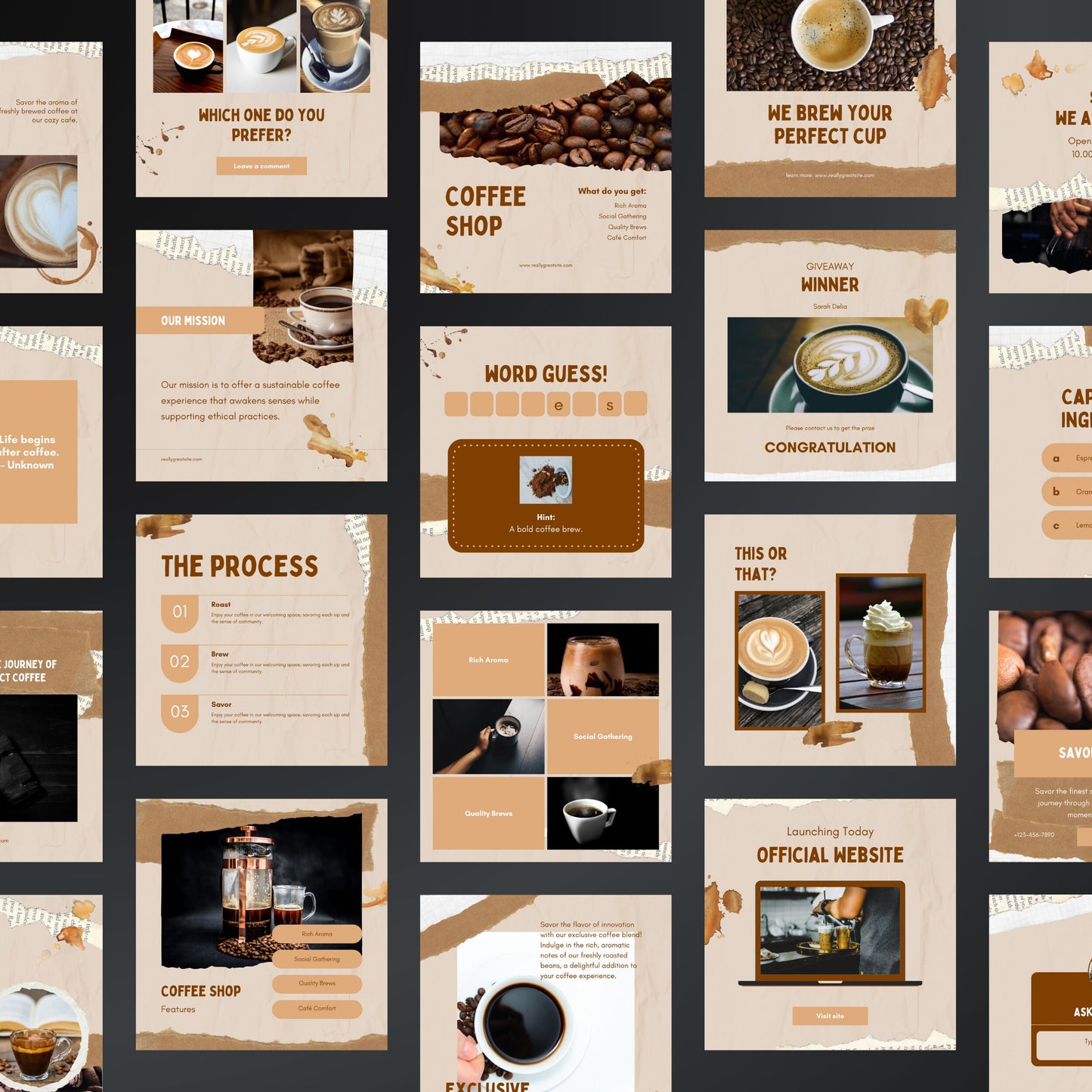 Coffee Shop Canva Templates | Editable Instagram Posts for Cafes & Beverage Businesses