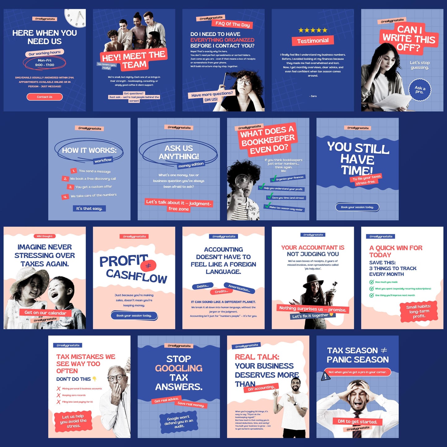 Accountants & Tax Canva Templates | Editable Instagram Posts for Accounting and Bookkeeping Services