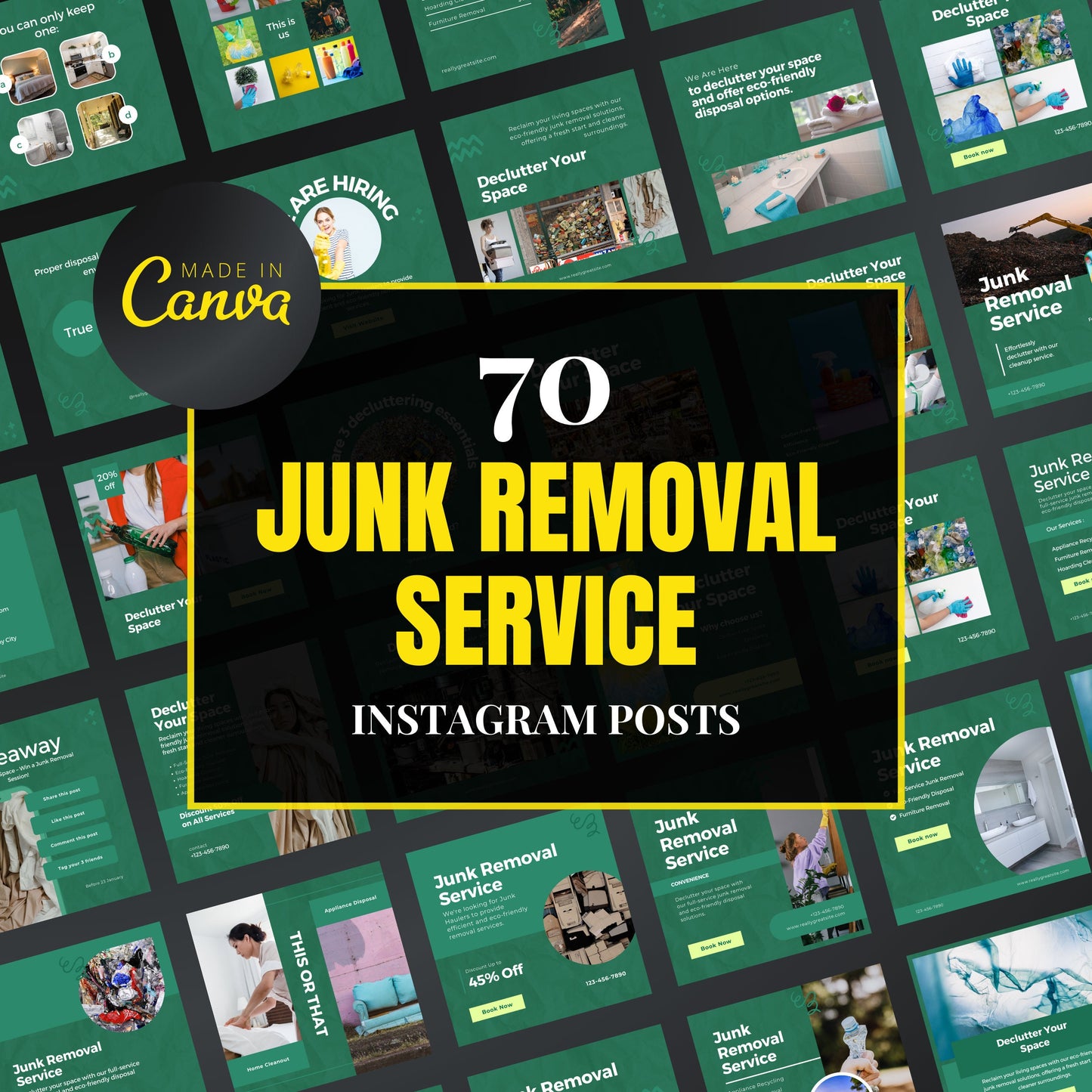 Junk Removal Canva Templates | Editable Instagram Posts for Waste & Hauling Services