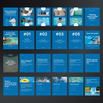 Pool Cleaning Carousel Canva Templates | Editable Multi-Image Instagram Posts