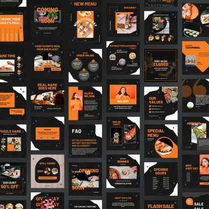 Sushi Restaurant Canva Templates | Editable Instagram Posts for Sushi Bars & Food Businesses