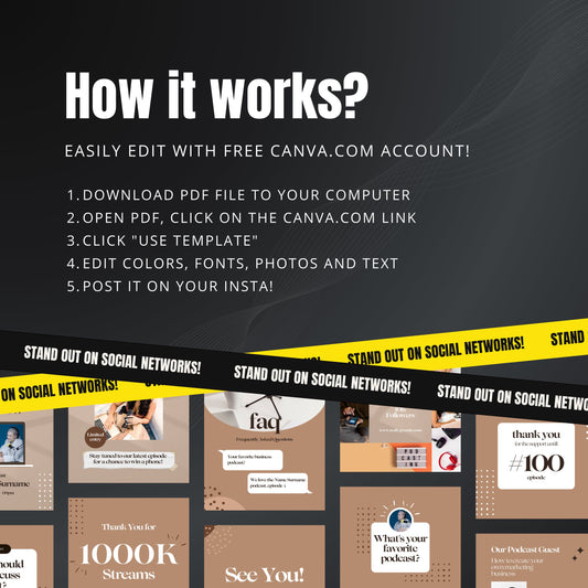 Podcast Canva Templates | Editable Instagram Posts for Podcasts & Podcast Creators