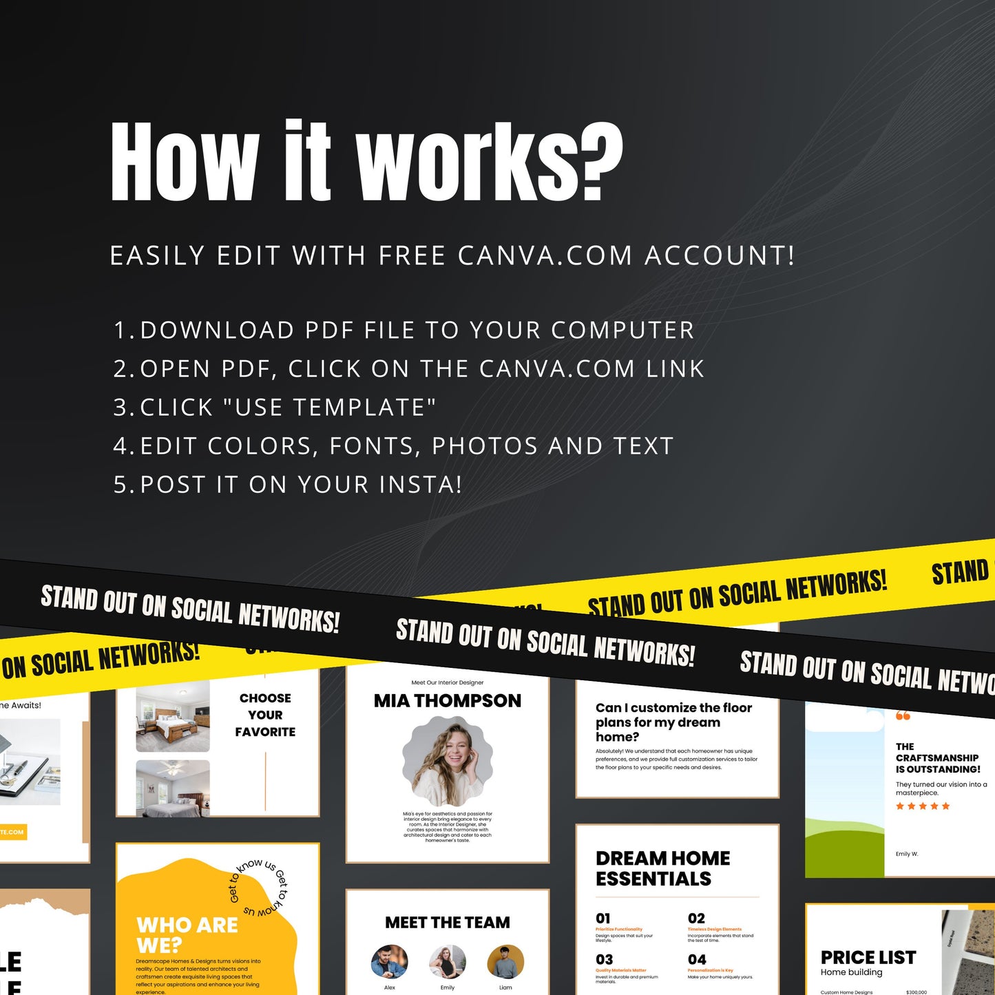 Home Builders Canva Templates | Editable Instagram Posts for Construction & Contractor Services