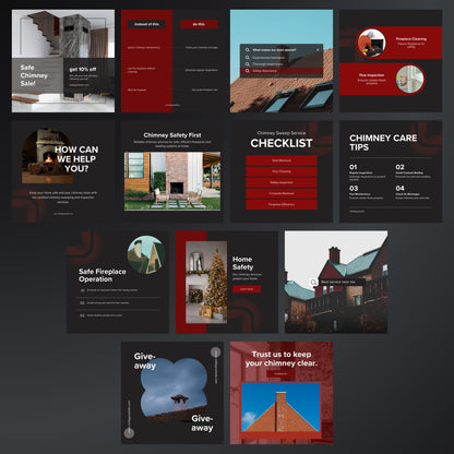 Chimney Sweep Canva Templates | Editable Instagram Posts for Chimney Cleaning & Maintenance