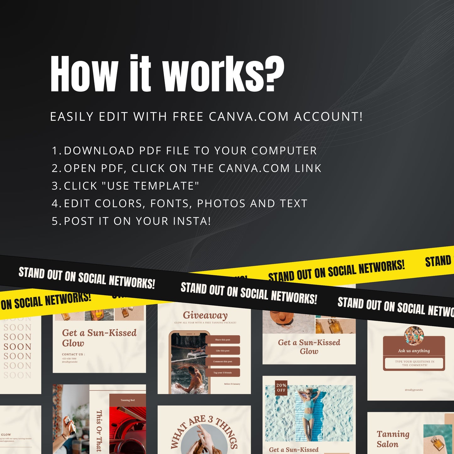 Tanning Studio Canva Templates | Editable Instagram Posts for Spray Tan & Beauty Studios