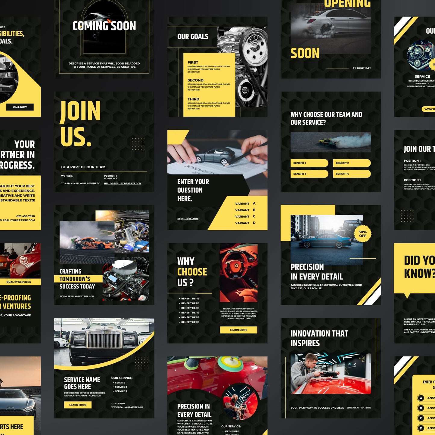 Car Tuning Canva Templates | Editable Instagram Posts for Auto Tuning & Mechanic Shops