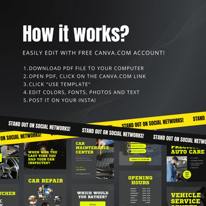 Auto Repair Canva Templates | Editable Instagram Posts & Stories for Car Repair Shops