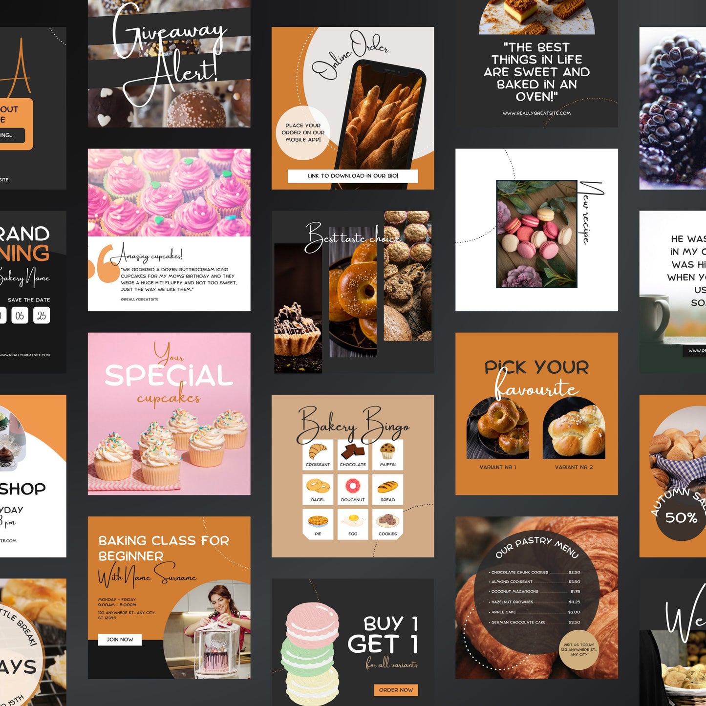 Bakery Business Canva Templates | Editable Instagram Posts for Bakers & Pastry Shop Owners