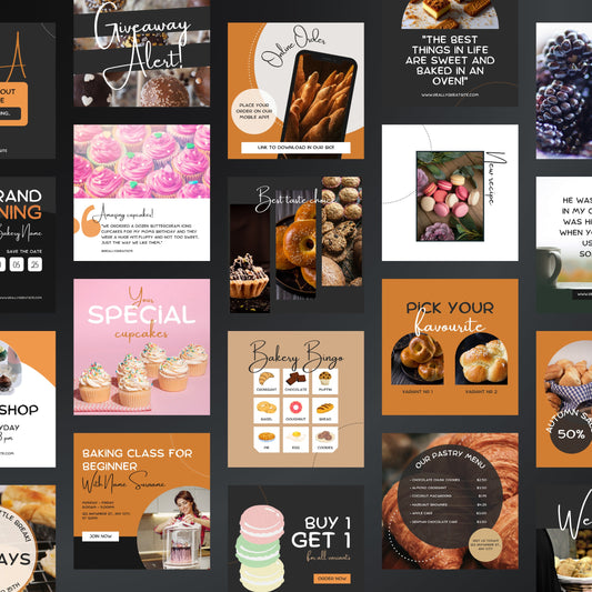 Bakery Business Canva Templates | Editable Instagram Posts for Bakers & Pastry Shop Owners