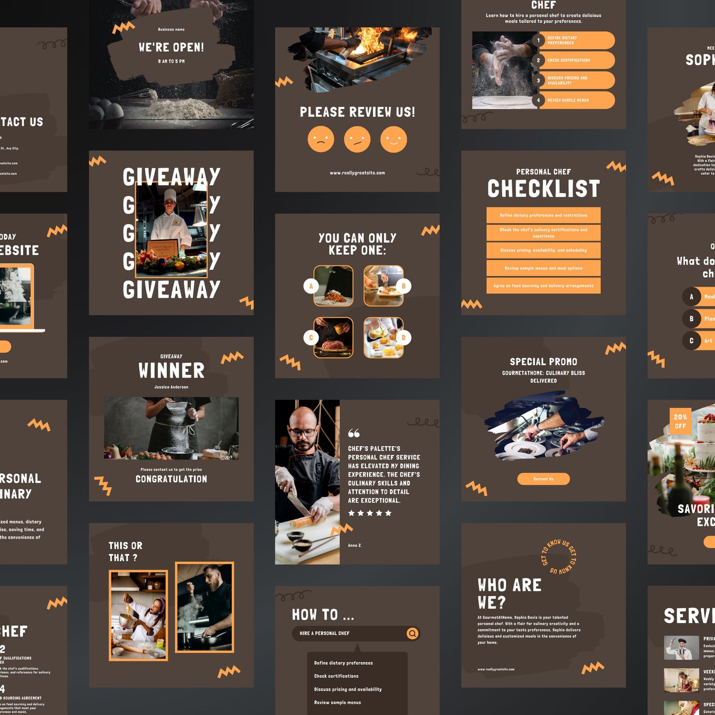 Personal Chef Canva Templates | Editable Instagram Posts for Private Chefs & Catering Services