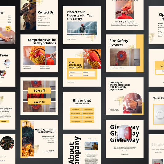 Fire Safety Instagram Templates | Editable Canva Posts