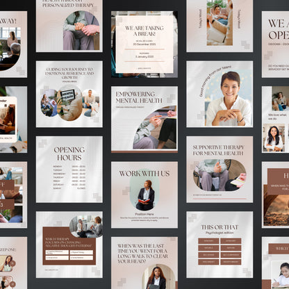 Psychologist Canva Templates | Editable Instagram Posts for Therapists & Mental Health Coaches