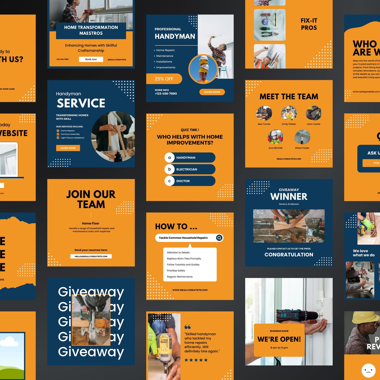 Handyman Canva Templates | Editable Instagram Post Kit for Contractors & Home Improvement