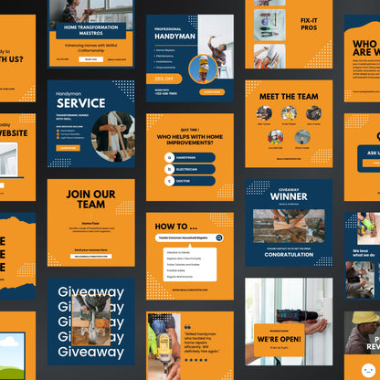 Handyman Canva Templates | Editable Instagram Post Kit for Contractors & Home Improvement