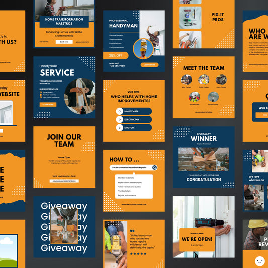 Handyman Canva Templates | Editable Instagram Post Kit for Contractors & Home Improvement