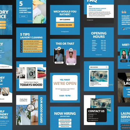 Dry Cleaning Canva Templates | Editable Instagram & Facebook Posts for Laundry Services