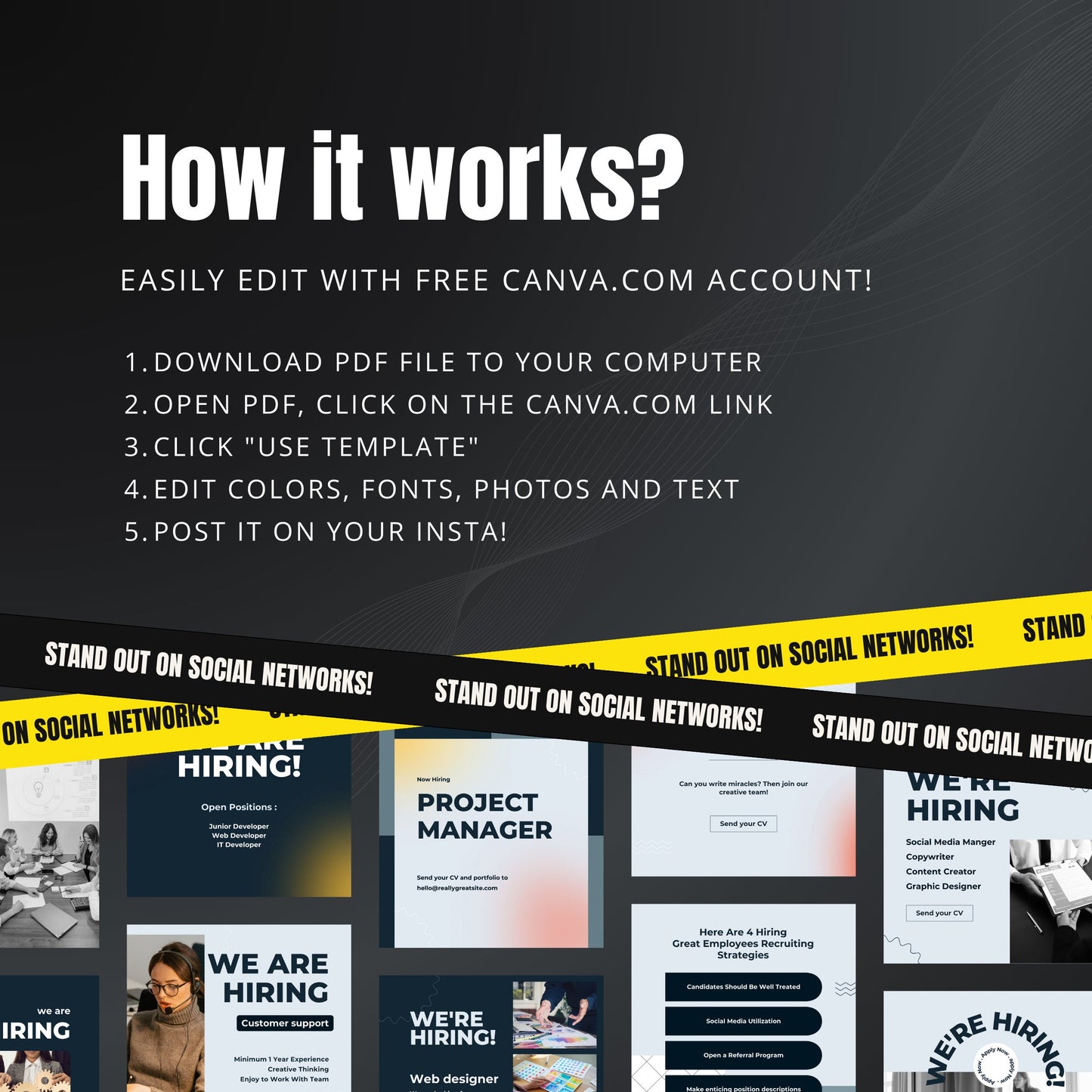 We Are Hiring Canva Templates | Editable Instagram Posts for Job Vacancies & HR Agencies